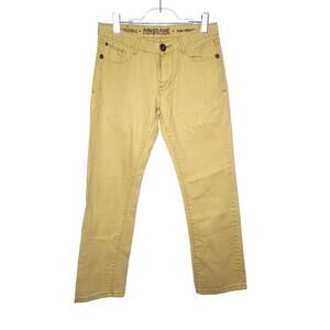 RING OF FIRE Slim Straight Denim Jeans 5-Pockets Mid-Rise Cotton Yellow 31X30